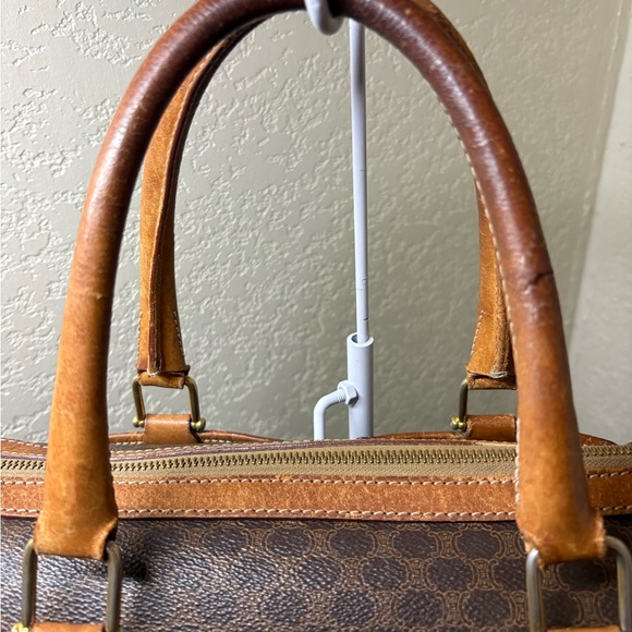 👜 Celine Vintage Macadam Boston Bag – Brown PVC & Leather – Clean Interior - Picture 3 of 4